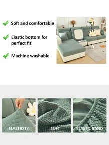 1入組提花素色有彈性沙發坐墊現代滌綸沙發墊套適用於家庭 - 綠色 - 查看 4