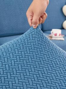 1pc Jacquard Plain Stretchy Sofa Seat Cushion Cover, Modern Polyester Sofa Cushion Cover For Home - Blue - View 5