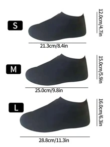 1pair Plain Rain Boots Cover, Black Reusable Shoes Cover For Outdoor - Black - View 6