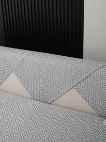 1pc Geometric Pattern Sofa Towel, Minimalist Polyester Sofa Cover Blanket For Home - Grey - View 4