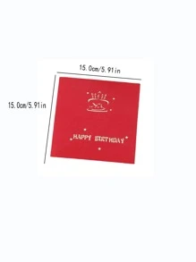 1 Giấy 3D Thiệp, Thiết Kế Bánh Sáng Tạo Thư Đồ Họa Bưu Thiếp Cho Sinh Nhật - Đỏ - Xem 3