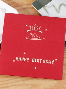 1 Giấy 3D Thiệp, Thiết Kế Bánh Sáng Tạo Thư Đồ Họa Bưu Thiếp Cho Sinh Nhật - Đỏ - Xem 2