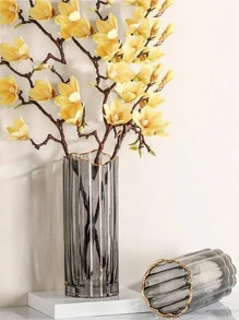 1入組玻璃花極簡風格透明紋理質感細節花瓶適用於家庭