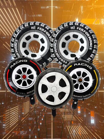 5 piezas Globo de PE, globo decorativo con forma de neumático moderno para fiesta, vuelta al colegio, Día de San Valentín