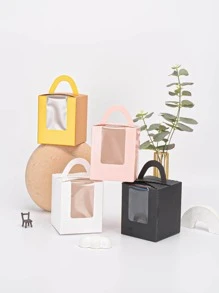 Hộp đựng bánh giấy 1 cái có cửa sổ, hộp đóng gói món tráng miệng hiện đại cho gia đình - trắng - Xem 4