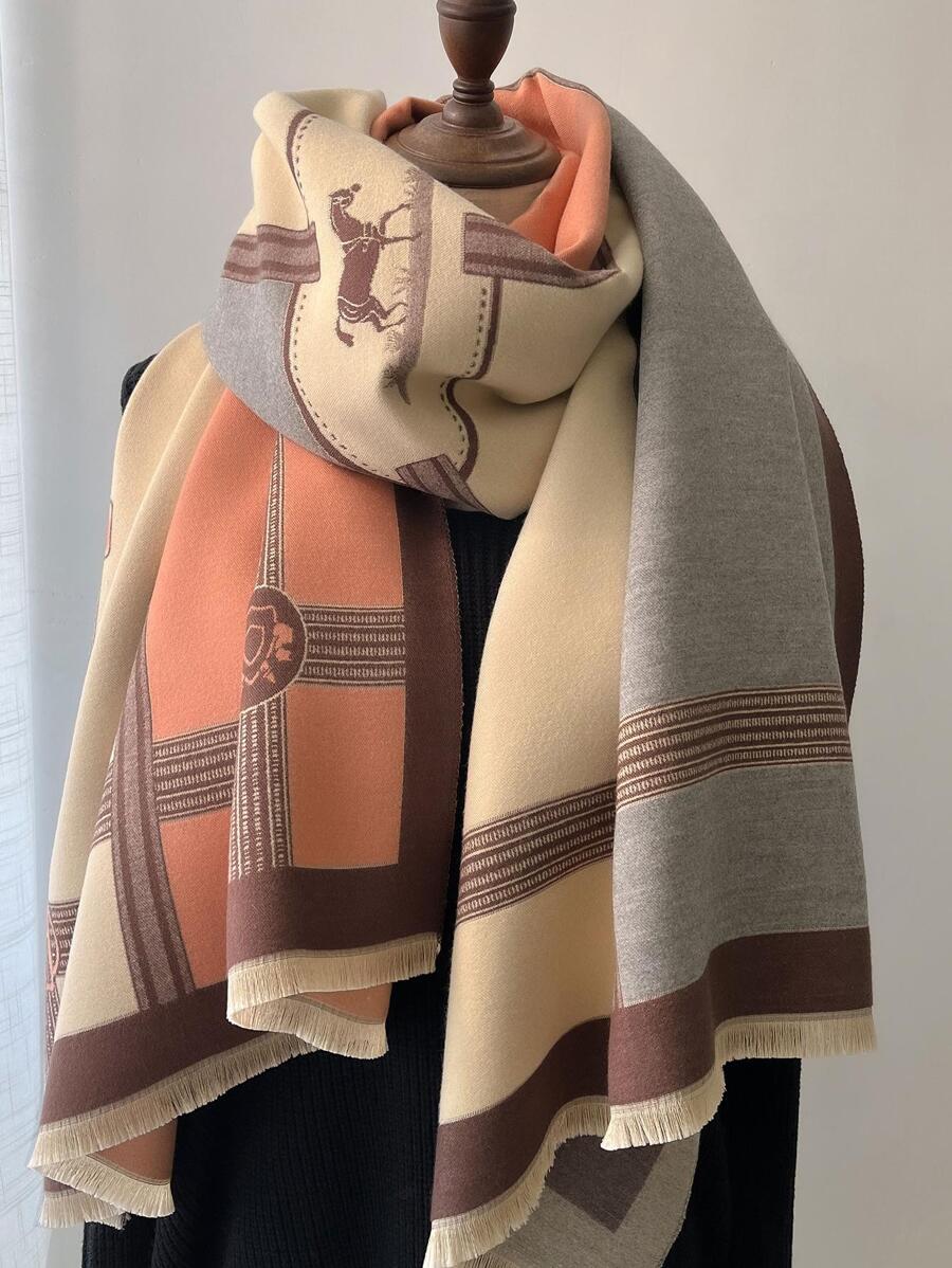 Street 1pc Women's Autumn & Winter Imitation Cashmere Fashionable Versatile Warm Scarf, Suitable For Daily Use - Multicolor - View 1