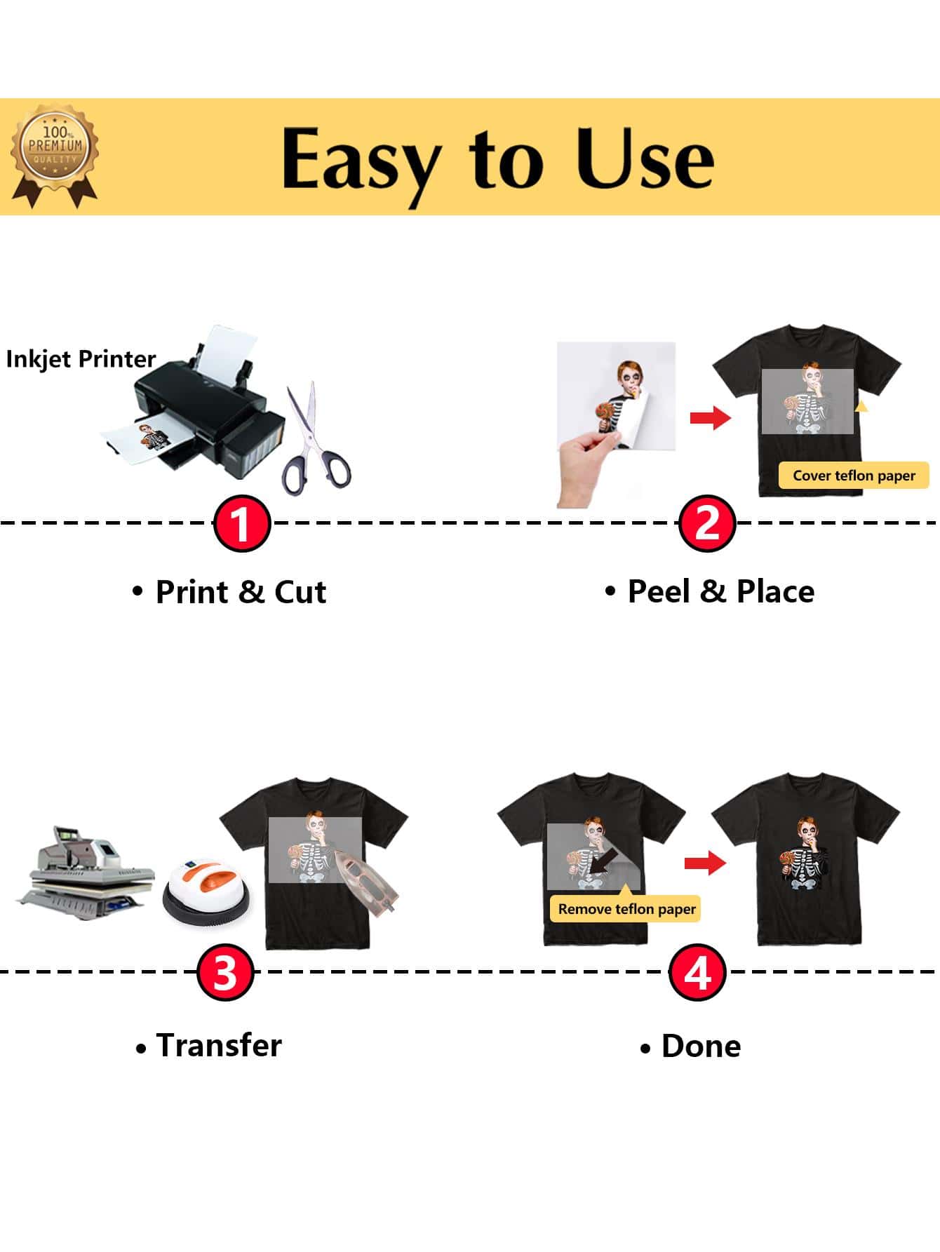 TransOurDream Luminous Iron on Heat Transfer Paper for T Shirt (10