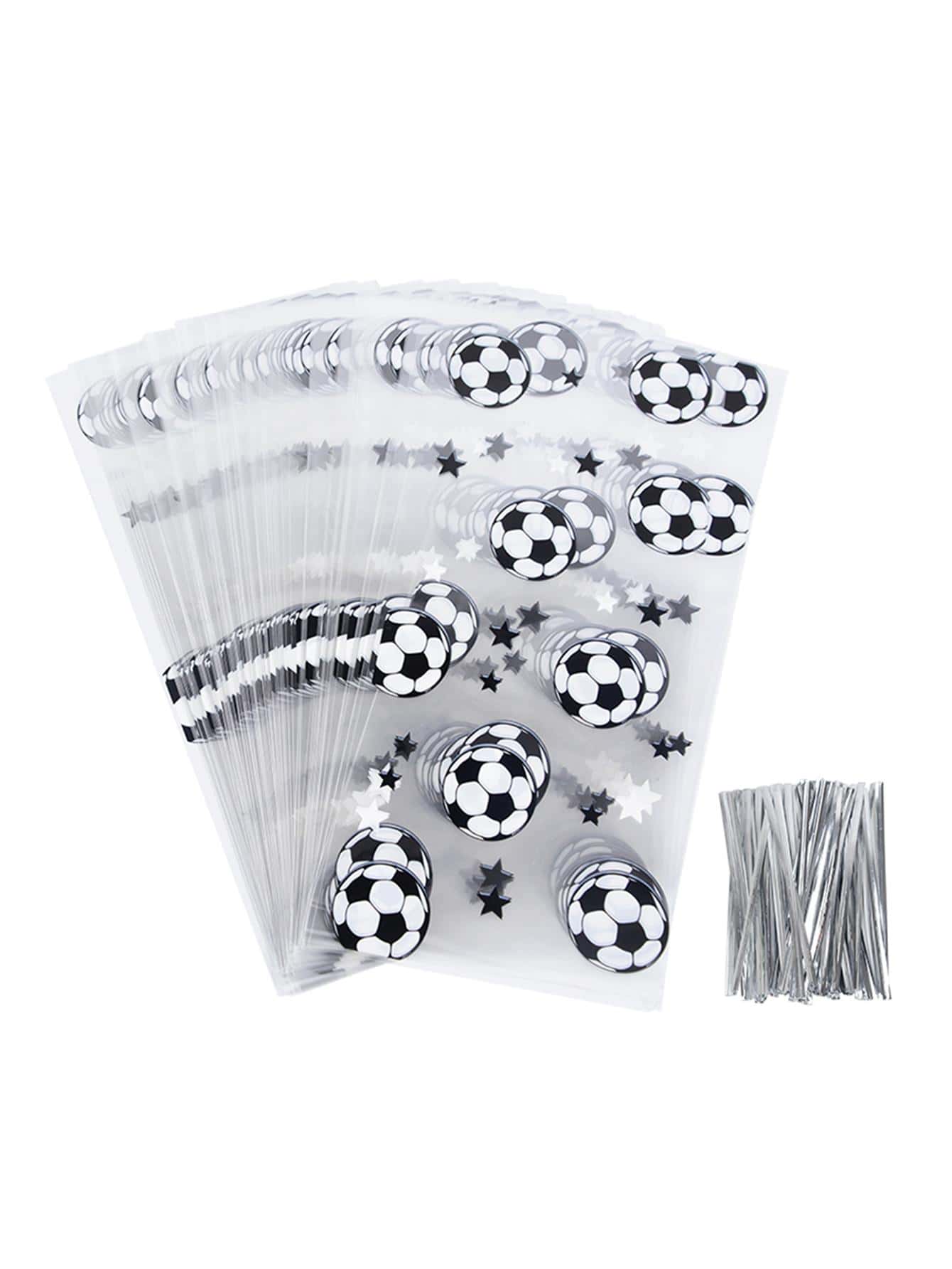 Zl633 100pcs Soccer Gift Bags Plastic Candy Cookie Bags For Gifts, Birthday, Soccer Themed Party Decoration - Multicolor - View 1