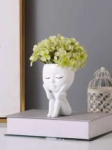 1pc Polyresin Plant Pot, Nordic Figure Design Flower Pot For Home Decor