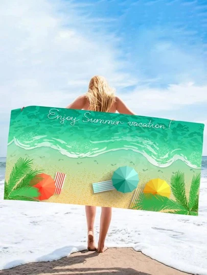 Toalla de playa de fibra ultrafina de 250 g/m² de secado rápido con estampado de estrella de mar, paisaje playero o costero, en talla 70*140cm para cubrir la playa, alfombrilla o cojín, o talla 90*180cm para una toalla de playa extra grande, 1 pieza, ideal para vacaciones