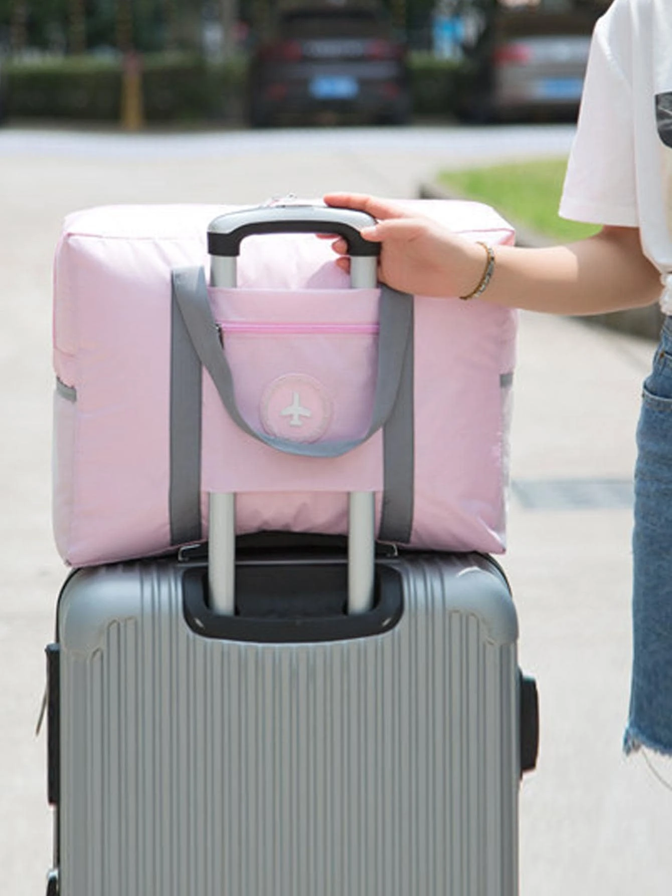 1 pieza Bolsa de viaje portátil plegable - Rosa - Ver 1