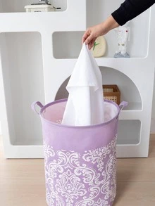 Họa Tiết Cuộn Đồ Giặt Cản Trở, Polyester Chống Thấm Nước Có Thể Gập Lại Giỏ Đựng Đồ Giặt Cho Gia Đình - Nhiều màu - Xem 3