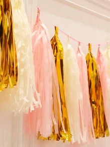 1套PE紙巾流蘇現代混合圖案家居裝飾紙流蘇派對 - 粉色 - 查看 4