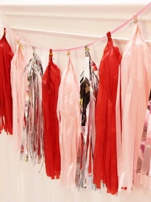 1套PE紙巾流蘇現代混合圖案家居裝飾紙流蘇派對 - 粉色 - 查看 3
