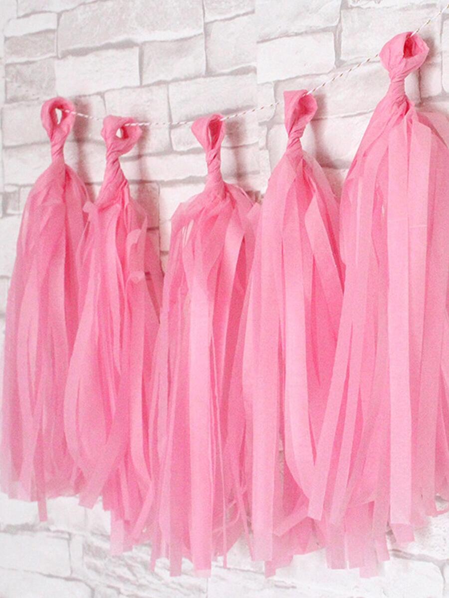 1套PE紙巾流蘇現代混合圖案家居裝飾紙流蘇派對 - 粉色 - 查看 1