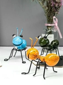1pc Iron Decoration Object, Cartoon Ant Design Decoration Craft For Home, Garden - Burgundy - View 5