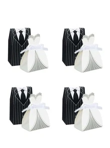 20入組/套紙禮品套裝和婚紗洋裝設計禮品包裝盒適合婚禮派對 - 黑與白 - 查看 1