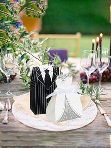 20入組/套紙禮品套裝和婚紗洋裝設計禮品包裝盒適合婚禮派對 - 黑與白 - 查看 2