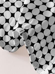 1pc Geometric Pattern Fitted Sheet, Modern Fabric Breathable Fitted Bottom Sheet For Home - Black and White - View 5