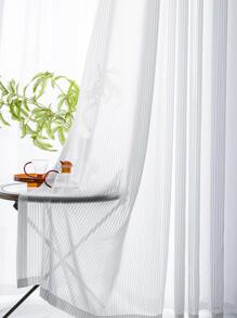 Solid Color Single Panel Sheer Curtain, Simple White Polyester Light Filtering Privacy Sheer Curtain For Living Room And Bedroom
