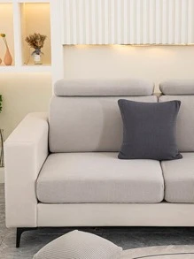 1pc Solid Color Stretchy Sofa Seat Cushion Cover, Modern Polyester Sofa Cushion Cover For Home - Grey - View 6