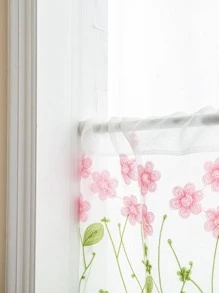 1入組花卉刺繡窗幔家居布藝窗簾帷幔 - 粉色 - 查看 6