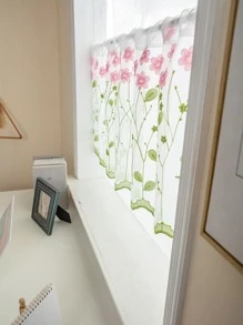 1入組花卉刺繡窗幔家居布藝窗簾帷幔 - 粉色 - 查看 4