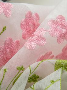 1入組花卉刺繡窗幔家居布藝窗簾帷幔 - 粉色 - 查看 7