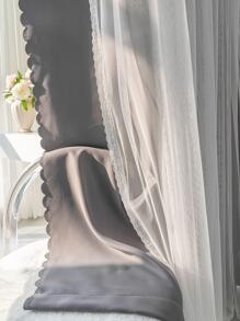 素色雙層1片現代滌綸臥室和客廳單面板遮光窗簾 - 深灰色 - 查看 7