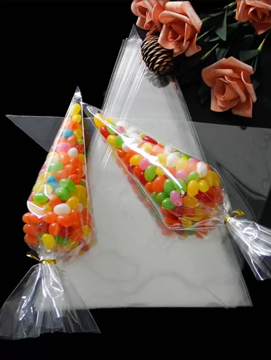 100 cái Túi đựng quà trong suốt, Túi gói kẹo PP trong suốt đơn giản cho bữa tiệc, ngày lễ - Trong sáng - Xem 1