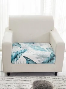 1pc Leaf Print Sofa Seat Cushion Cover, Modern Tropical Leaf Print Sofa Cushion Cover For Household - Blue - View 2