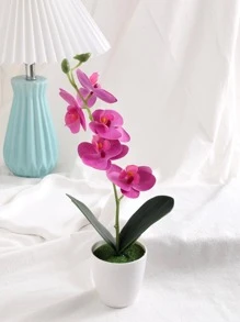 1pc Plastic Artificial Potted Flower, Modern Fake Potted Ornament For Table Decoration - Purple - View 3