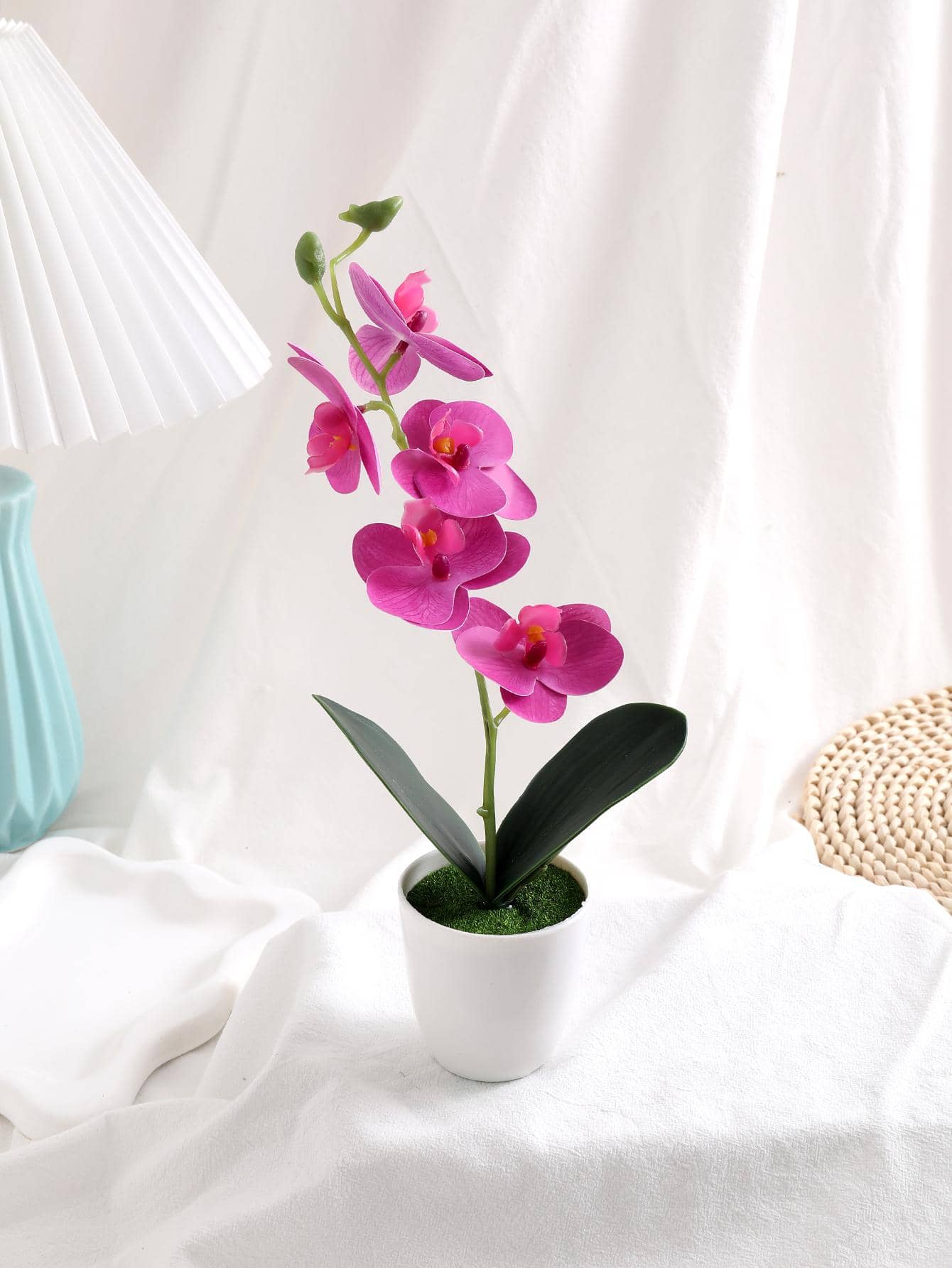 1pc Plastic Artificial Potted Flower, Modern Fake Potted Ornament For Table Decoration - Purple - View 1