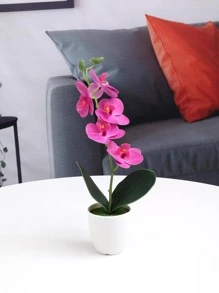 1pc Plastic Artificial Potted Flower, Modern Fake Potted Ornament For Table Decoration - Purple - View 4