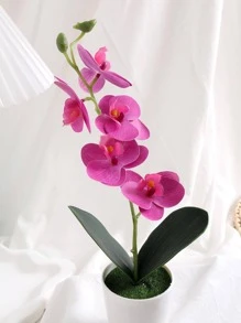 1pc Plastic Artificial Potted Flower, Modern Fake Potted Ornament For Table Decoration - Purple - View 2