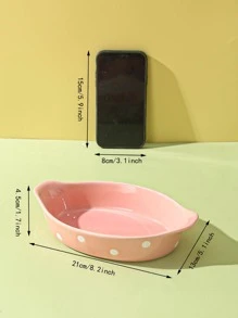 1-Gói Bát Chấm Bi, Hai Đĩa Sứ Có Tay Cầm, Hộ Gia Đình - Đỏ - Xem 2