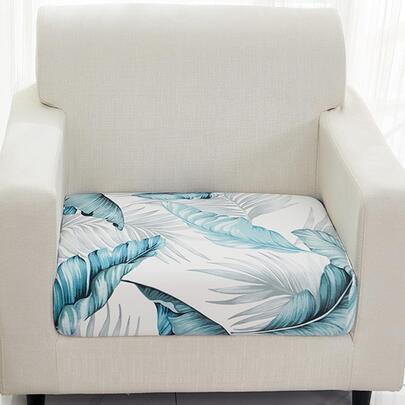 1pc Leaf Print Sofa Seat Cushion Cover, Modern Tropical Leaf Print Sofa Cushion Cover For Household