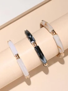 3pcs/Set Bohemian Fish Sheep Multi-Color Bamboo Elastic Bracelet For Women Elastic Resin Tube Bead Cuff Bracelet Bracelet Women Jewelry - Multicolor - View 5