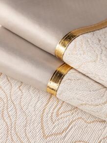 1pc Jacquard Pattern Contrast Binding Sofa Towel, Beige Polyester Sofa Seat Liner, For All Season - Beige - View 5