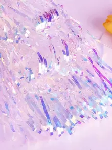 1件 3英尺X8英尺(245X92cm)亮面彩色金屬色錫箔流蘇簾 照片亭道具 適用於訂婚、新娘派對、單身女派對、嬰兒洗禮、生日、節日慶祝派對裝飾 - 紫羅蘭色 - 查看 3