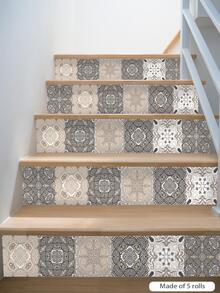 1pc Vintage Pattern Floor Sticker, Self Adhesive PVC Tile Sticker, For Home Decor - Multicolor - View 8