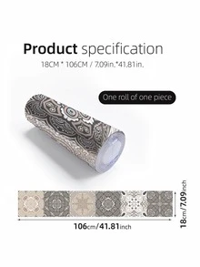 1pc Vintage Pattern Floor Sticker, Self Adhesive PVC Tile Sticker, For Home Decor - Multicolor - View 6