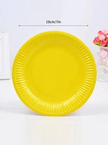10 piezas Plato de cena desechable unicolor desechable moderno papel para picnic - Rosa - Ver 2