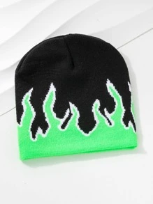 1 chiếc mũ len nữ họa tiết lửa thời trang, để trang trí - màu xanh lá - Xem 2
