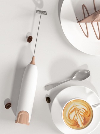 1入組手持咖啡棕色雞蛋攪拌工具ABS便攜式廚房咖啡攪拌工具