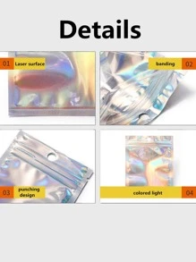 20入組鐳射迷你透明拉鏈鎖首飾類塑膠圓環收納袋適用於家庭 - 彩色 - 查看 4