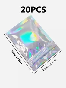 20入組鐳射迷你透明拉鏈鎖首飾類塑膠圓環收納袋適用於家庭 - 彩色 - 查看 3