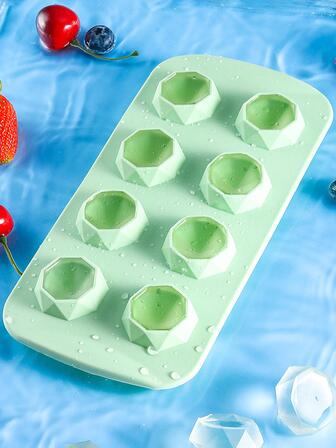 1pc Silicone Ice Cube Mold, Creative Green Geometric Design Ice Cube Maker Tray For Kitchen