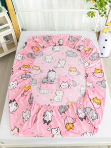 3入組/套卡通貓圖案被套（1入組被套和2入組枕套）四季可愛布藝床上用品套裝
