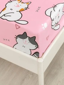 3入組/套卡通貓圖案被套（1入組被套和2入組枕套）四季可愛布藝床上用品套裝